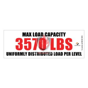 WEIGHT CAPACITY LABELS RED FONTS WHITE BACKGROUND