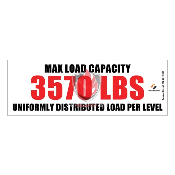 WEIGHT CAPACITY LABELS RED FONTS WHITE BACKGROUND
