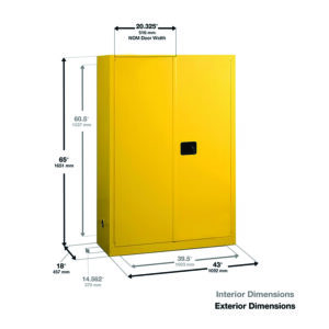 45 Gallon Flammable Liquids Cabinet, 2 Shelves, 2 Doors, Self Close & Manual Close - Image 7